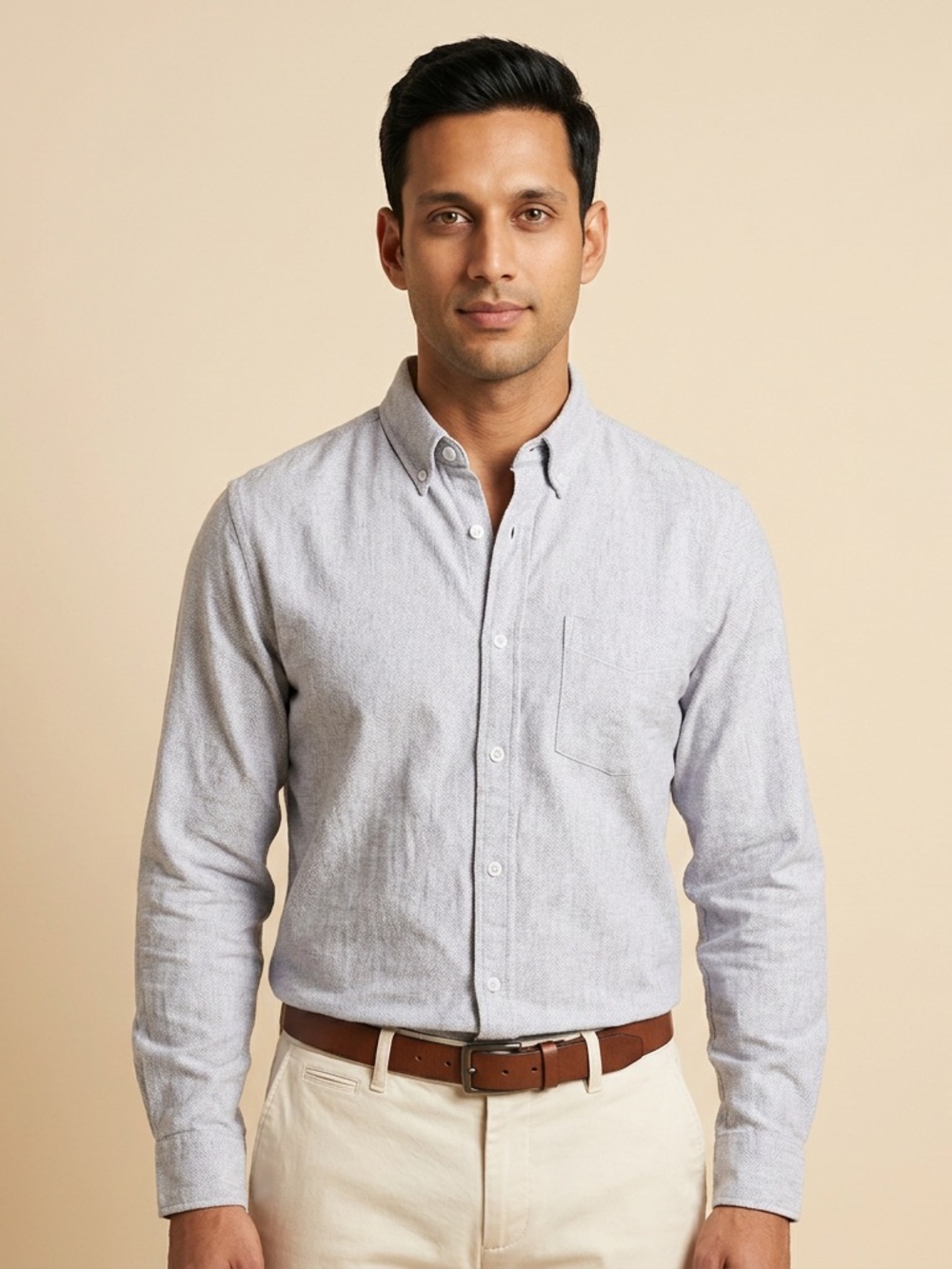 Club Monaco 100%  Cotton Button-Down Shirt/Neutral/Quiet Luxury/Minimalist